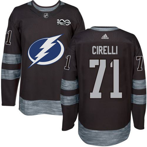 Adidas Tampa Bay Lightning Men #71 Anthony Cirelli Black 1917-2017 100th Anniversary Stitched NHL Jersey